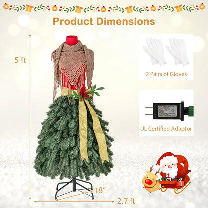 5 FT Pre-lit Mannequin Artificial Christmas Tree Dress Form Xmas Tree Christmas Tree   at Gallery Canada