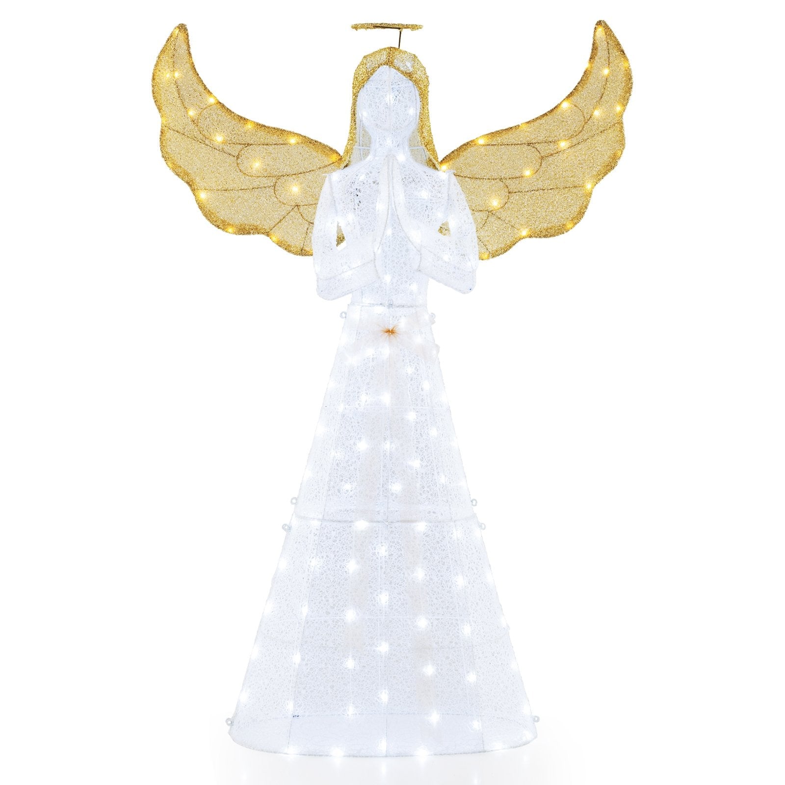 5 ft Festive Pre-Lit Angel with Halo and 150 LED Lights, White Christmas Decor & Accessories White  at Gallery Canada