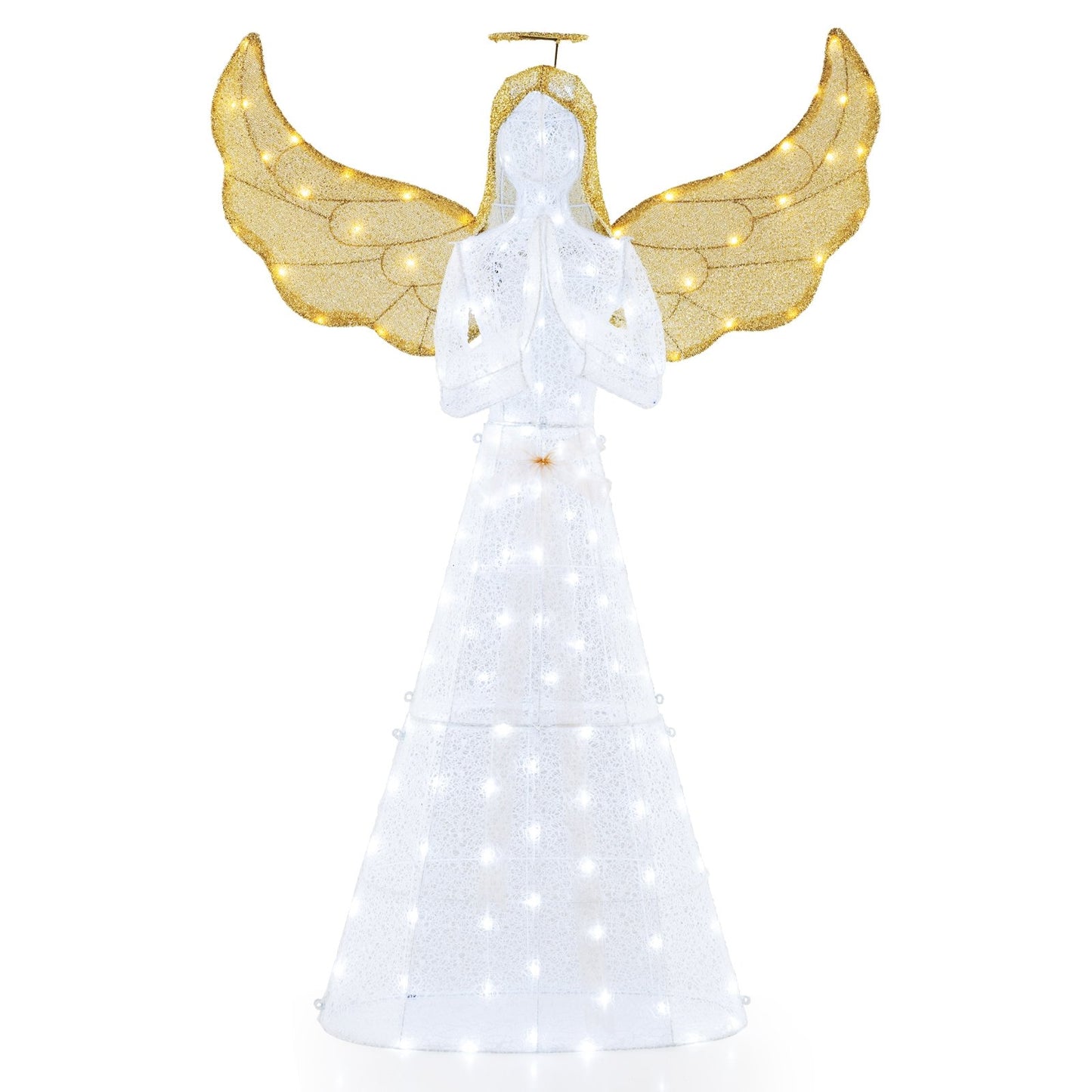 5 ft Festive Pre-Lit Angel with Halo and 150 LED Lights, White Christmas Decor & Accessories White  at Gallery Canada