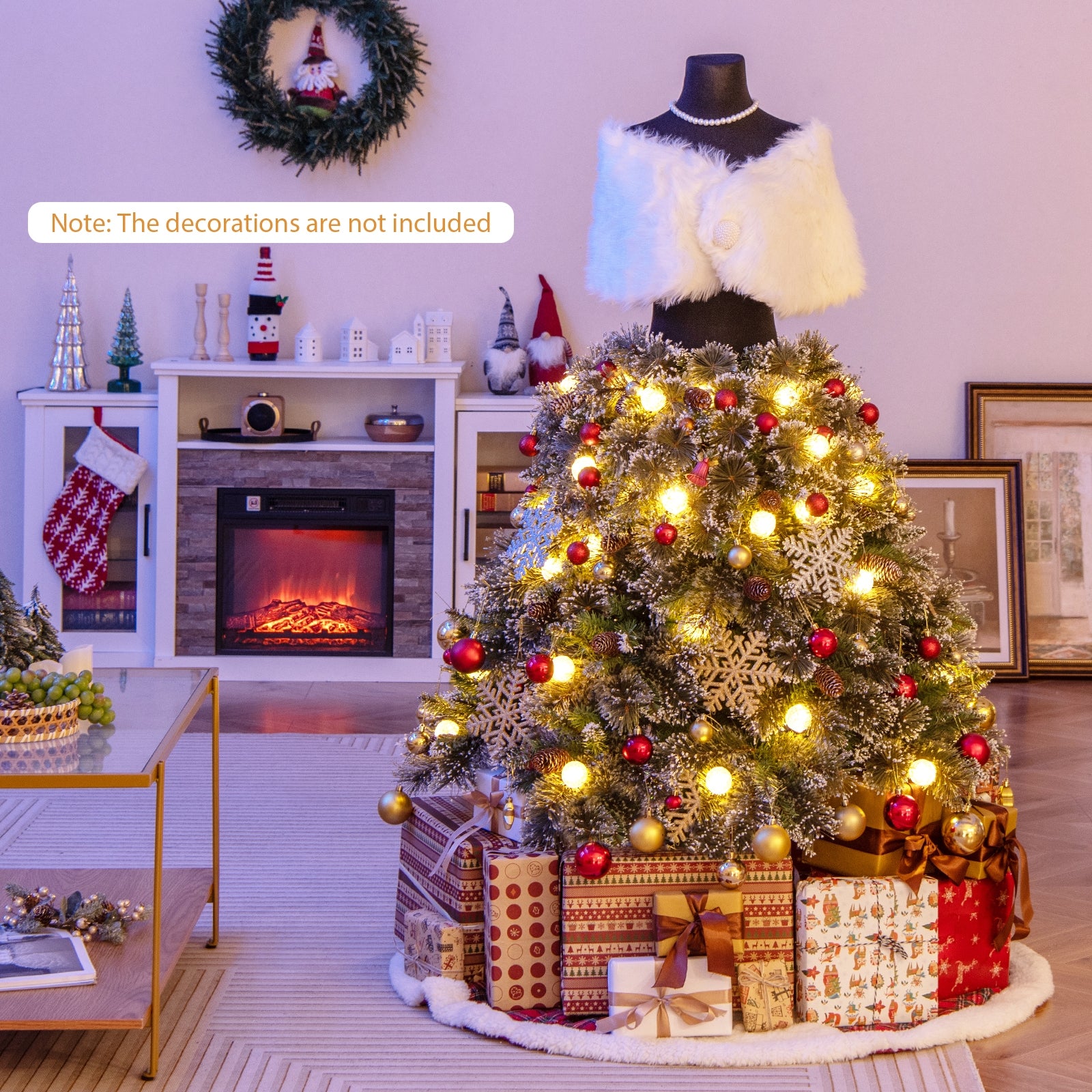 5 FT Pre-lit Mannequin Artificial Christmas Tree Hinged Dress Form Xmas Tree with 465 Branch Tips, Green Christmas Tree at Gallery Canada