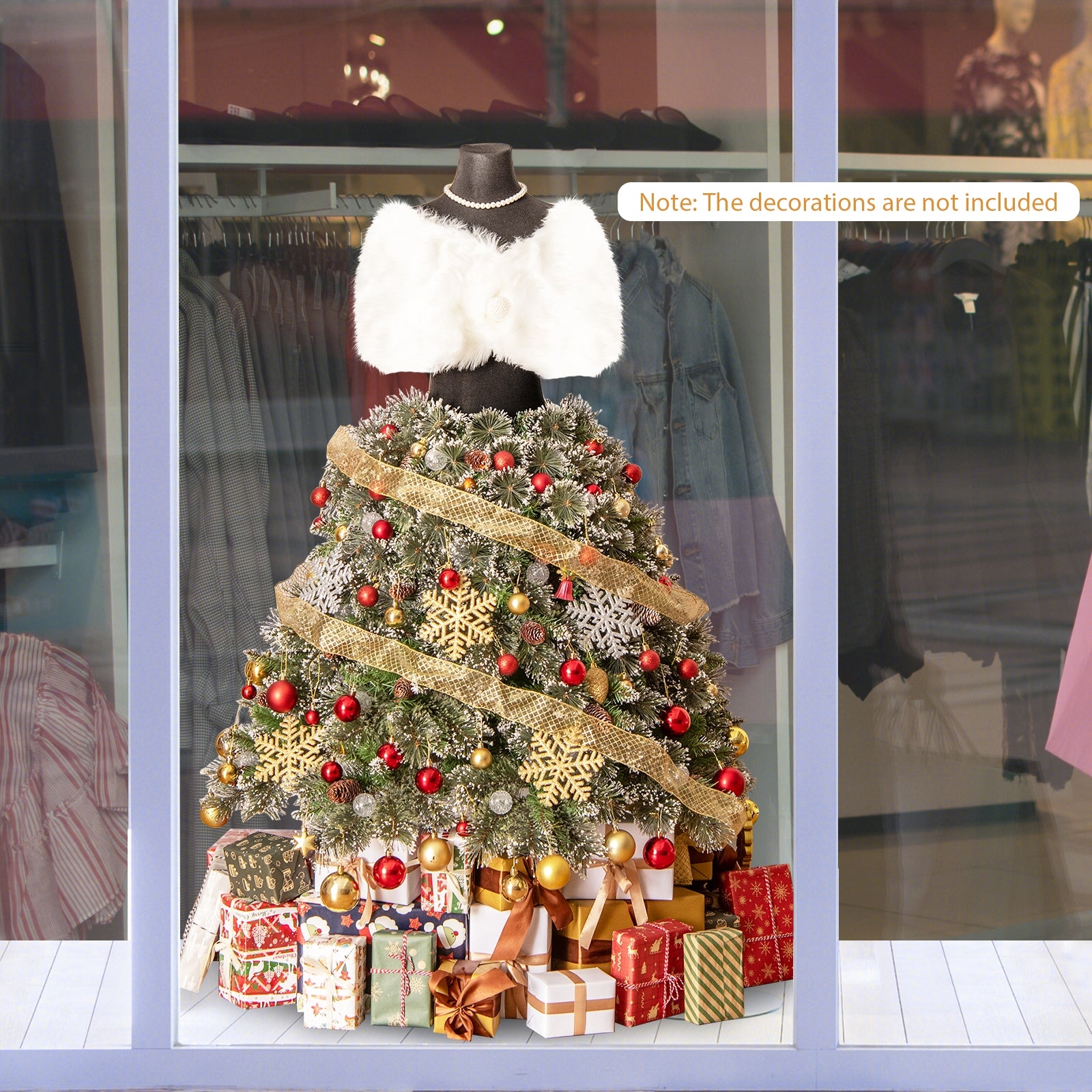 5 FT Pre-lit Mannequin Artificial Christmas Tree Hinged Dress Form Xmas Tree with 465 Branch Tips, Green Christmas Tree at Gallery Canada