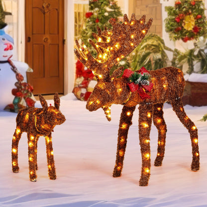 2 Pieces Lighted Moose Family with 170 LED Lights and Zip Ties, Brown Christmas Decor & Accessories   at Gallery Canada