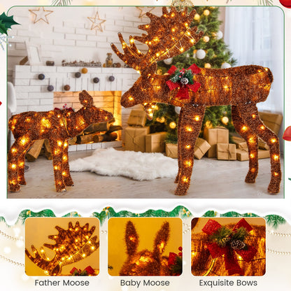 2 Pieces Lighted Moose Family with 170 LED Lights and Zip Ties, Brown Christmas Decor & Accessories   at Gallery Canada