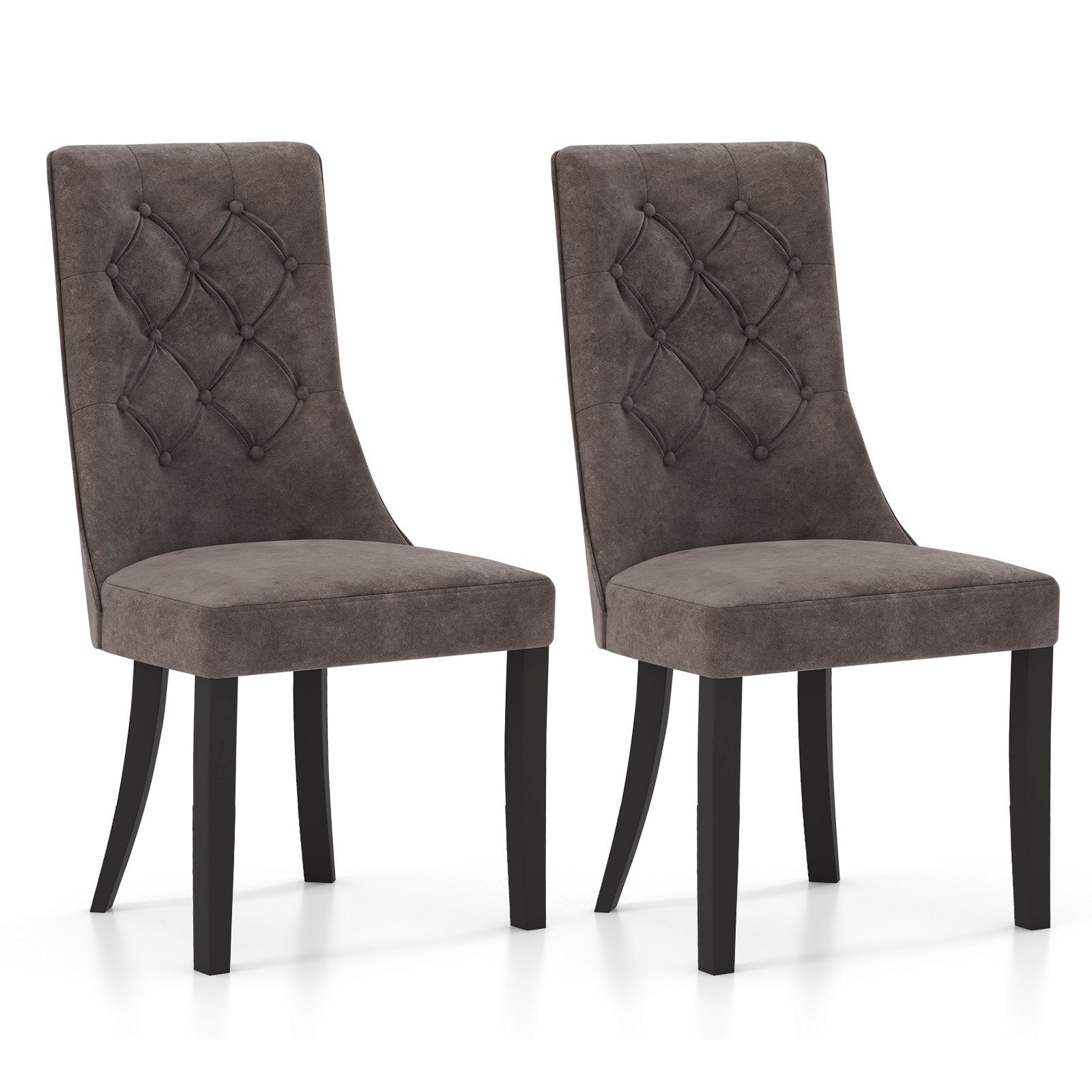 Tufted Dining Chairs Set of 2 with High Backrest and Padded Seat, Gray Dining Chairs Gray  at Gallery Canada