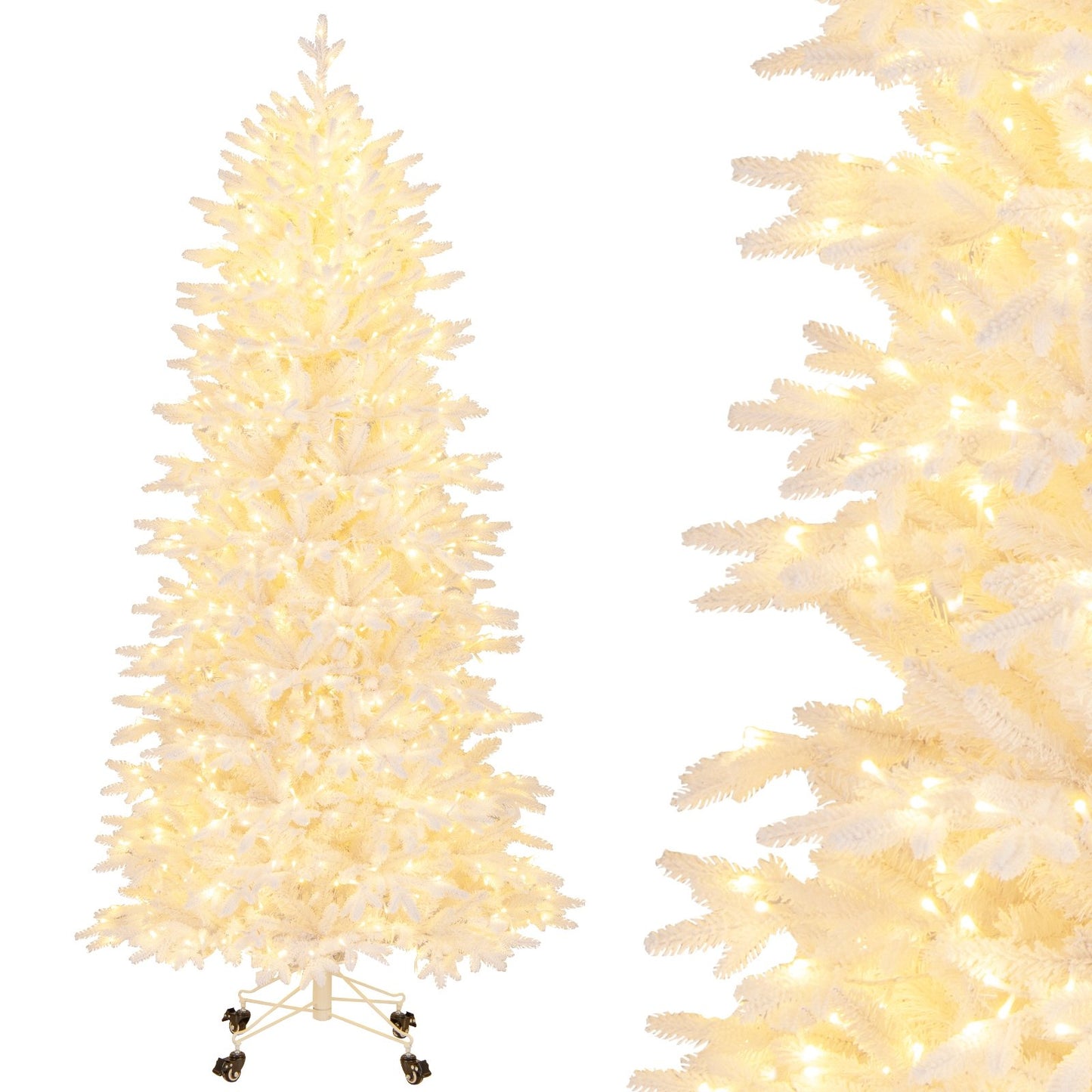 7 FT Artificial Xmas Tree with 1880 PE PVC Branch Tips for Party and Carnival, White Christmas Tree   at Gallery Canada