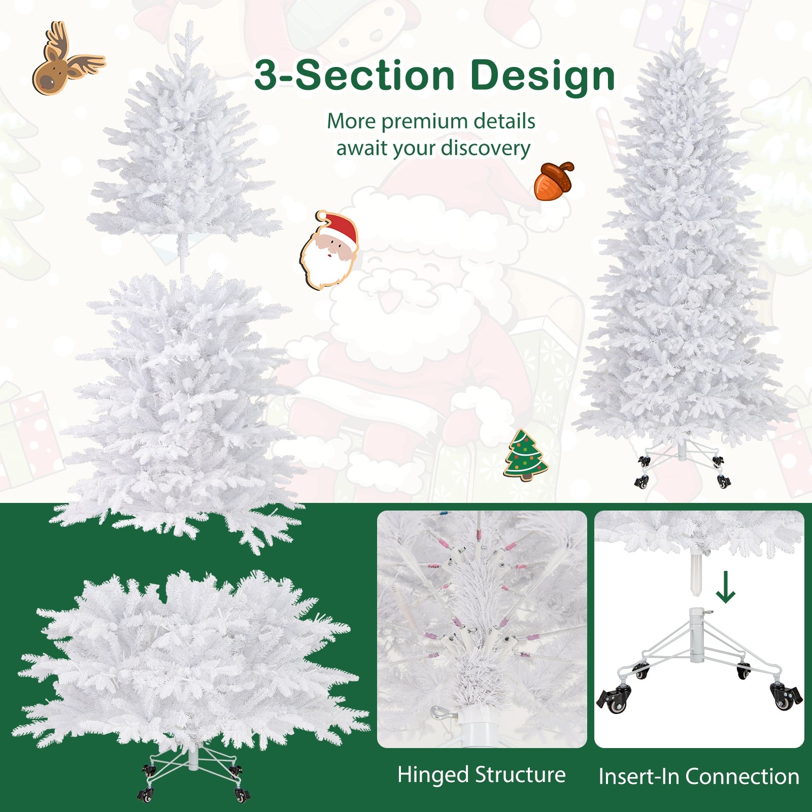 7 FT Artificial Xmas Tree with 1880 PE PVC Branch Tips for Party and Carnival, White Christmas Tree   at Gallery Canada