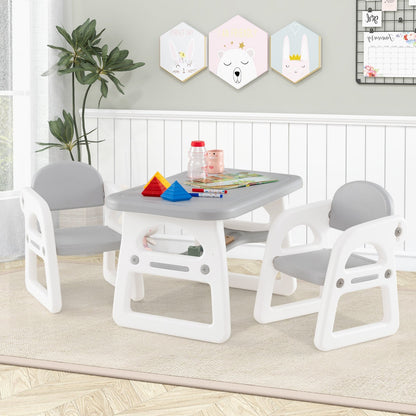 Kids Table and Chair Set with Building Blocks, Gray Kids Table & Chair Sets   at Gallery Canada