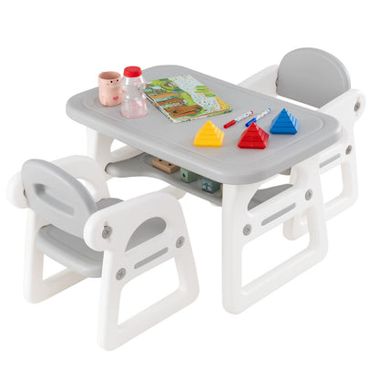 Kids Table and Chair Set with Building Blocks, Gray Kids Table & Chair Sets Gray  at Gallery Canada