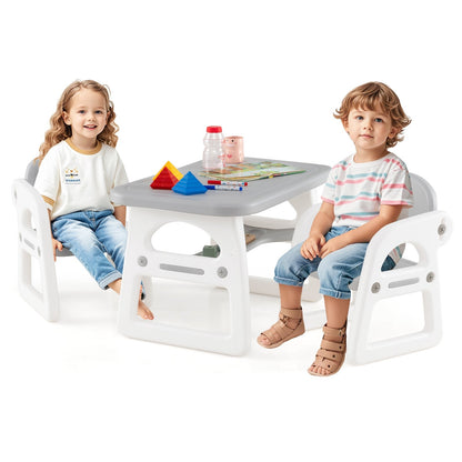 Kids Table and Chair Set with Building Blocks, Gray Kids Table & Chair Sets   at Gallery Canada