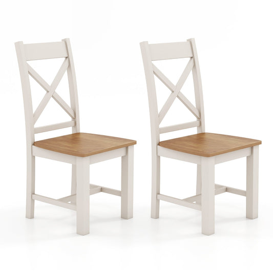 Wooden Dining Chairs Set of 2 with High Back and Rubber Wood Frame, Natural Dining Chairs Natural  at Gallery Canada