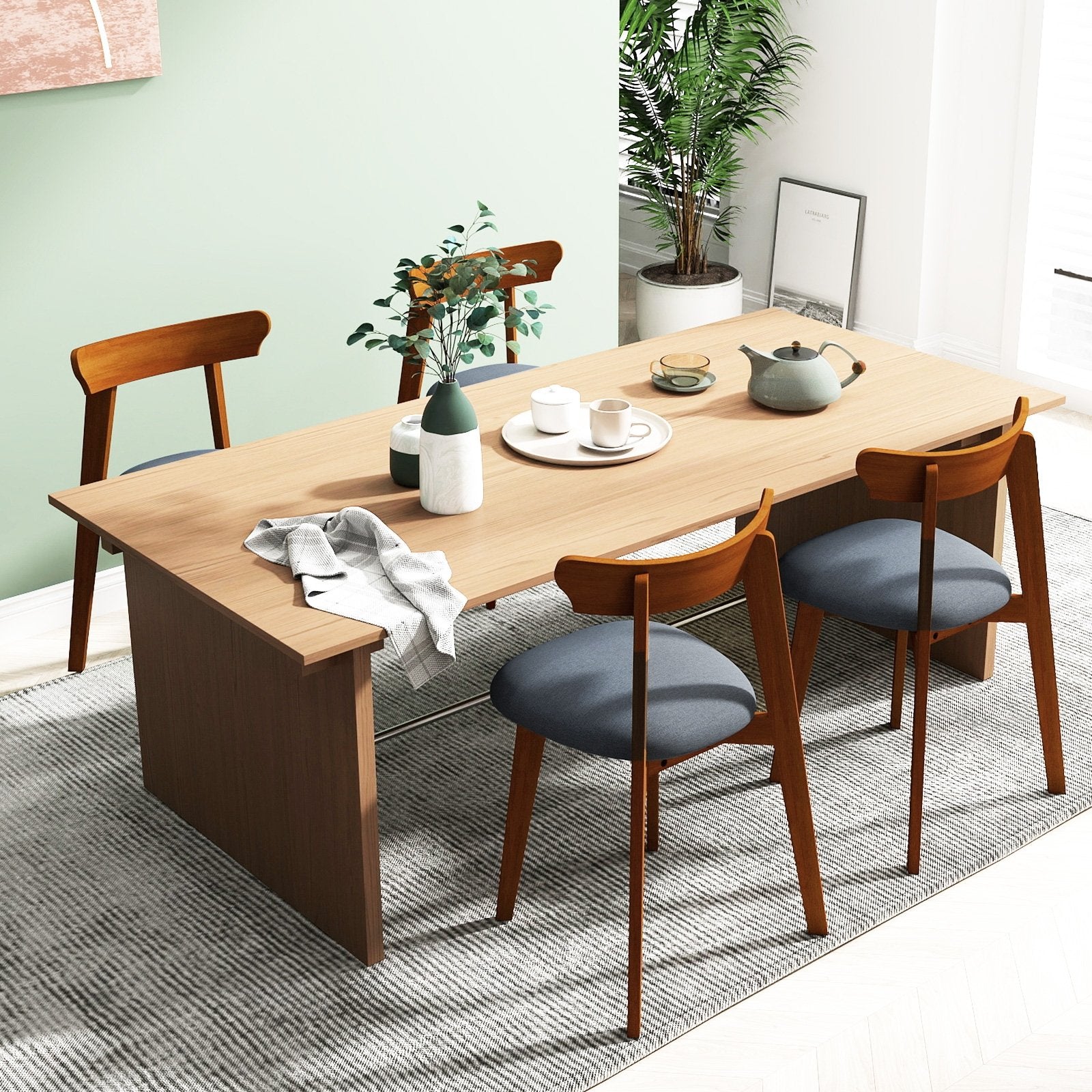 Mid-Century Modern Kitchen Chairs with Rubber Wood Frame and Padded Seat-Walunt, Walnut Dining Chairs   at Gallery Canada