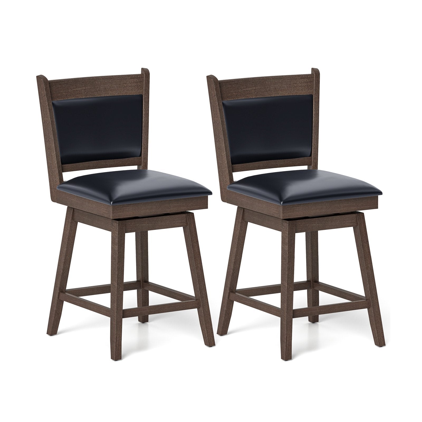 25/29 Inch Padded Bar Stools Set of 2 with Swivel Seat and Footrest-25 Inch, Black & Gray Bar Tables Black & Gray - 25 Inch  at Gallery Canada