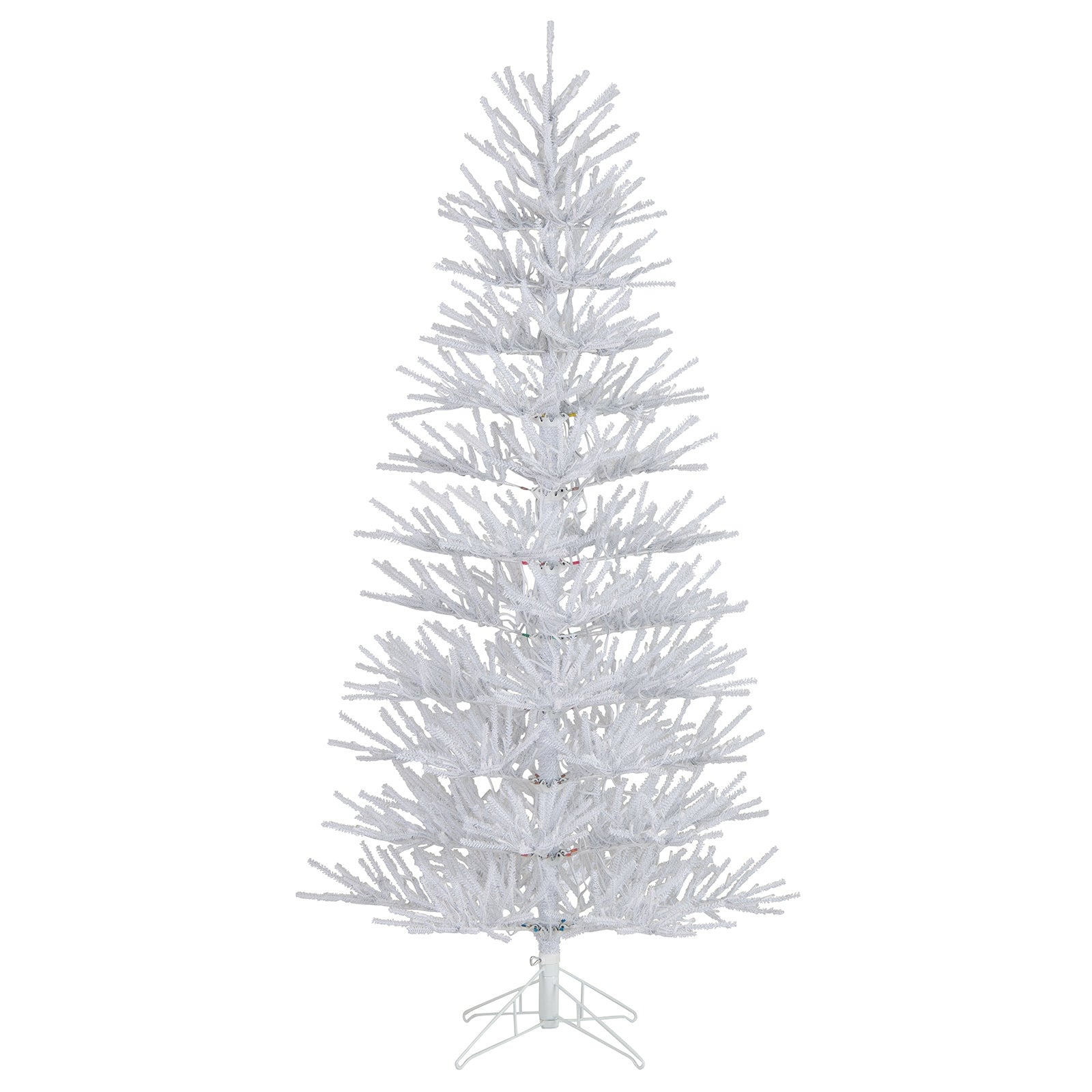 7 FT Artificial Pre-lit Christmas Tree Hinged Xmas Tree with 820 Coral-like Branch Tips, White Christmas Tree White  at Gallery Canada