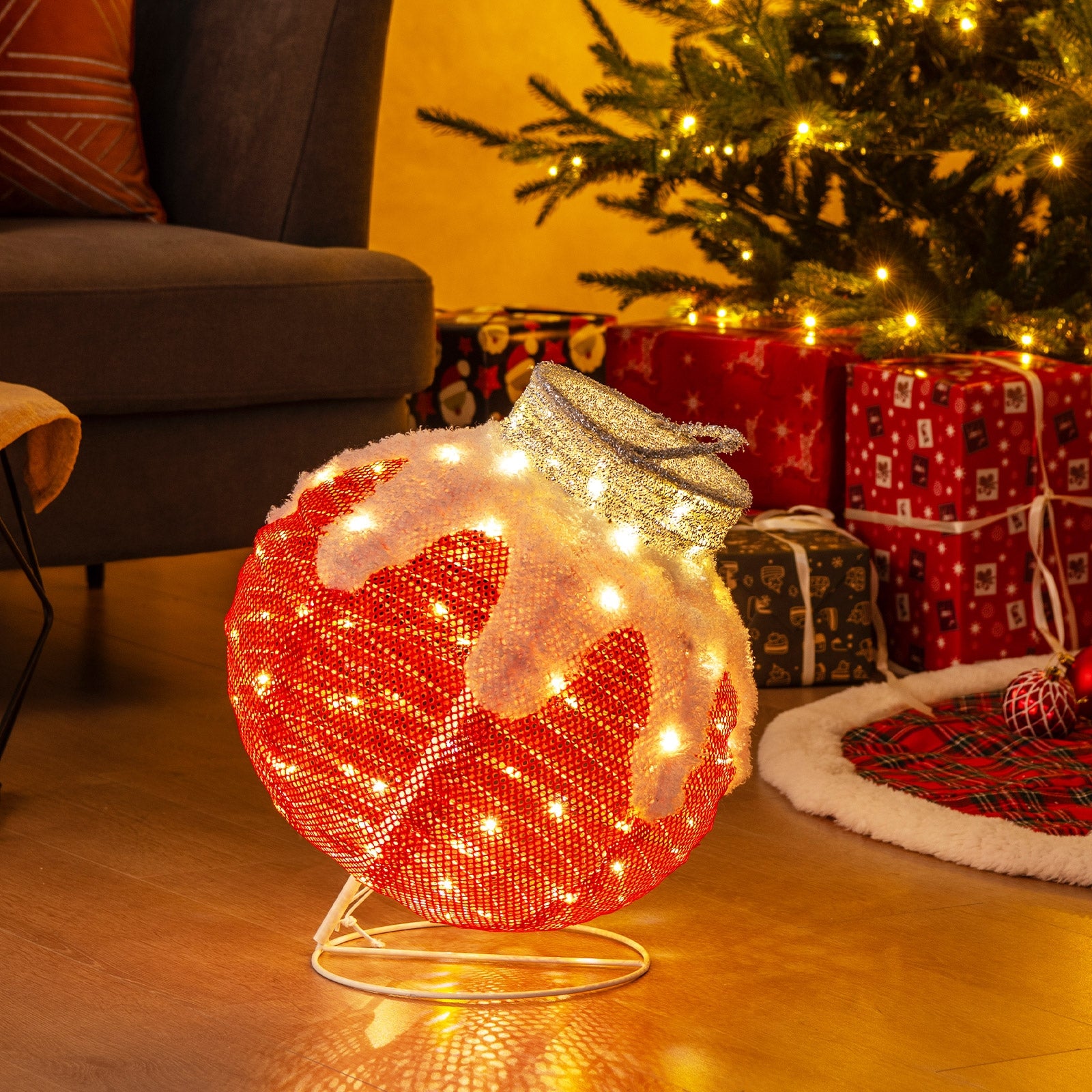 Outdoor Christmas Lantern Pop-Up Lighted Festive Ball with 80 LED Lights and Support Base Christmas Decor & Accessories   at Gallery Canada