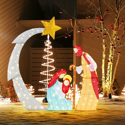 5 ft Christmas Nativity Set Pre-Lit Nativity Scene with 140 Warm White LED Lights Christmas Decor & Accessories   at Gallery Canada