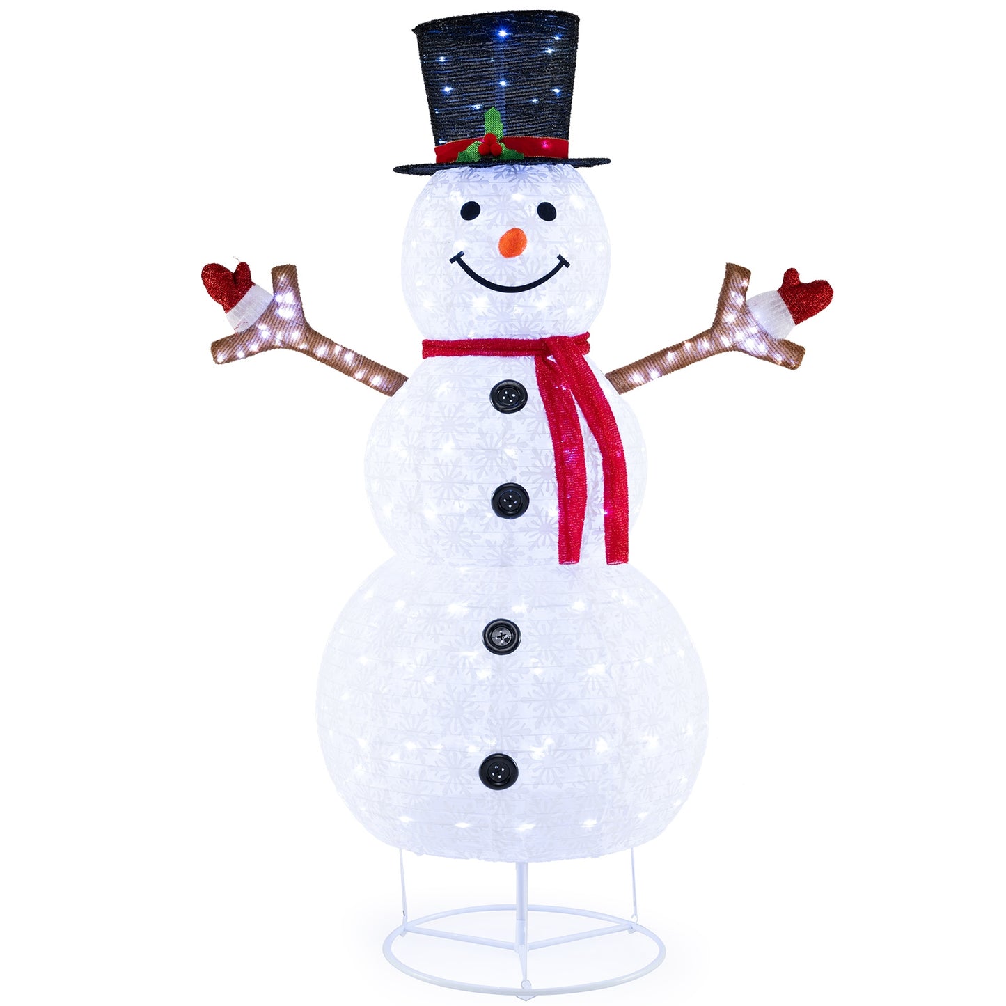 6 Feet Pre-Lit Christmas Snowman with Built-in Lights and Black Hat, White Christmas Decor & Accessories White  at Gallery Canada