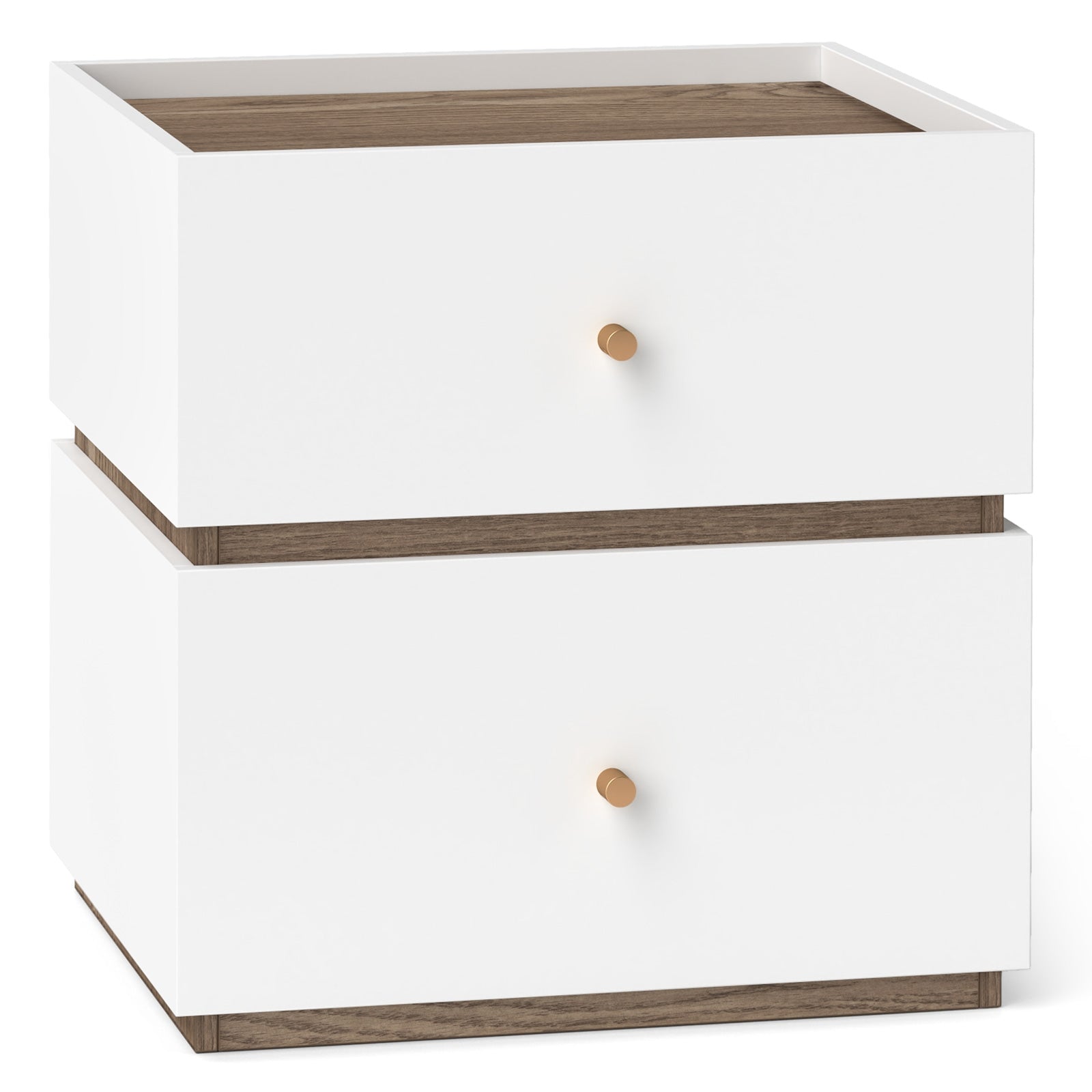 2-Drawer Modern Nightstand with Storage for Living Room Bedroom, Natural & White Nightstands   at Gallery Canada