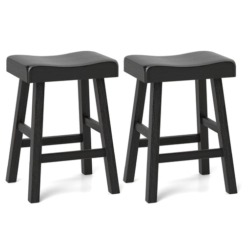 24 Inches Counter Height Stools Set of 2 with Footrest for Restaurant Cafe Pub, Black