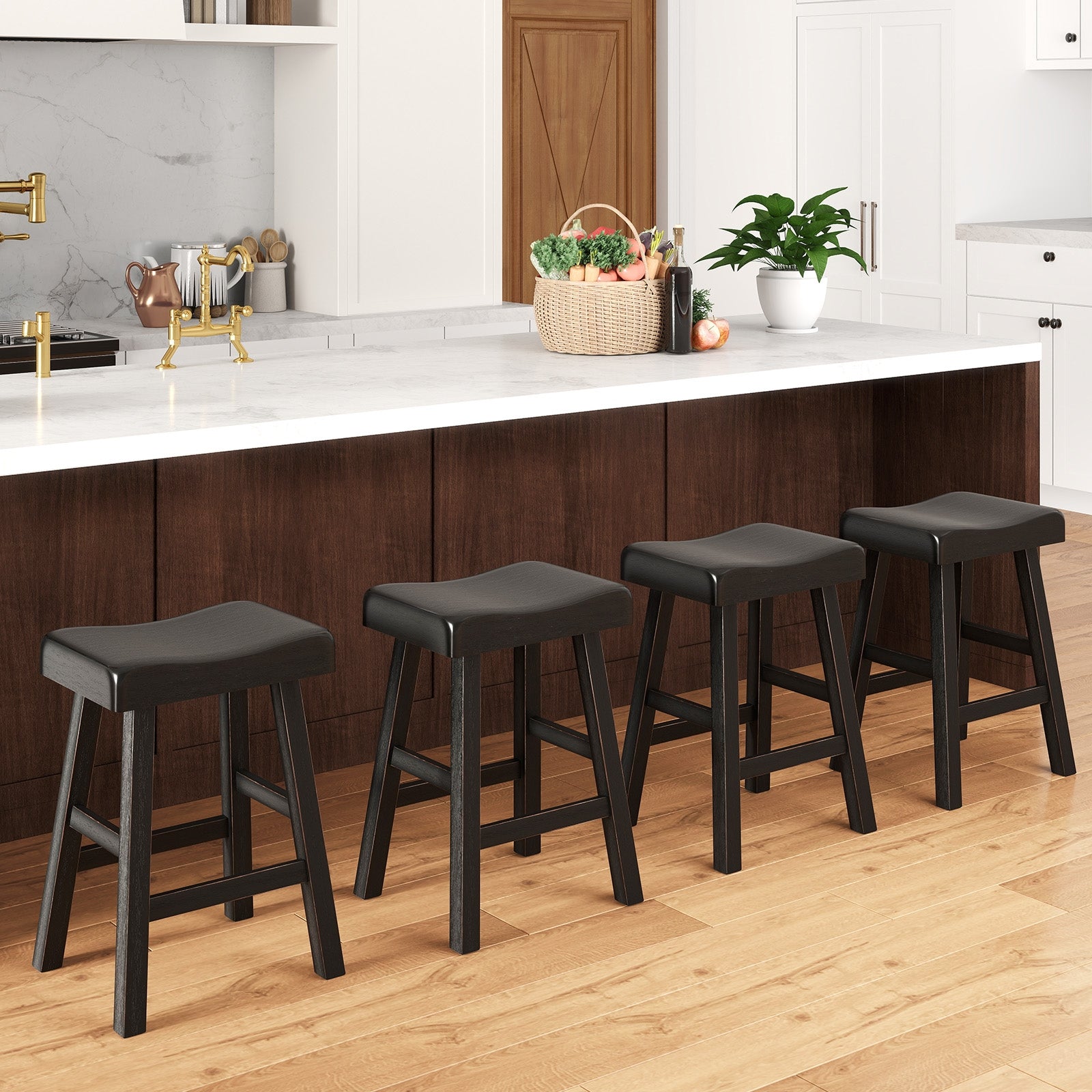 24 Inches Counter Height Stools Set of 2 with Footrest for Restaurant Cafe Pub, Black Bar Stools   at Gallery Canada