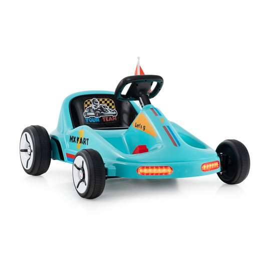 12V Electric Go Kart for Kids Race Toy with Remote Control and Music, Blue Powered Ride On Toys Blue  at Gallery Canada