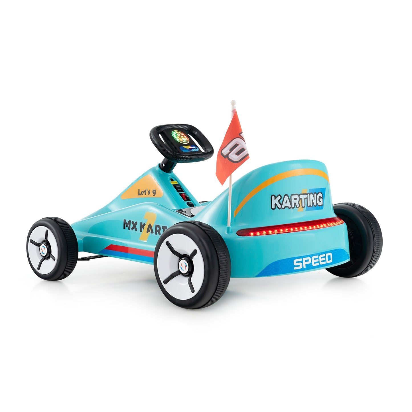 12V Electric Go Kart for Kids Race Toy with Remote Control and Music, Blue Powered Ride On Toys   at Gallery Canada