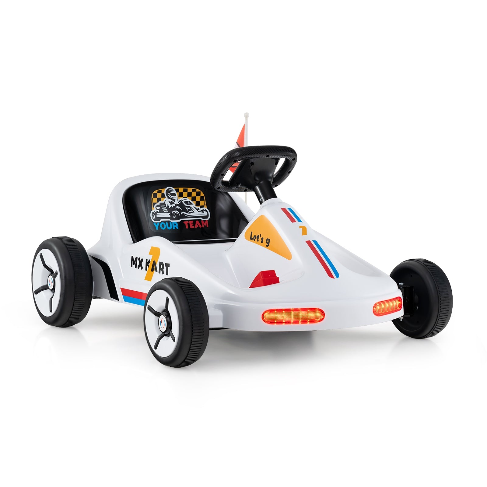 12V Electric Go Kart for Kids Race Toy with Remote Control and Music, White Powered Ride On Toys White  at Gallery Canada