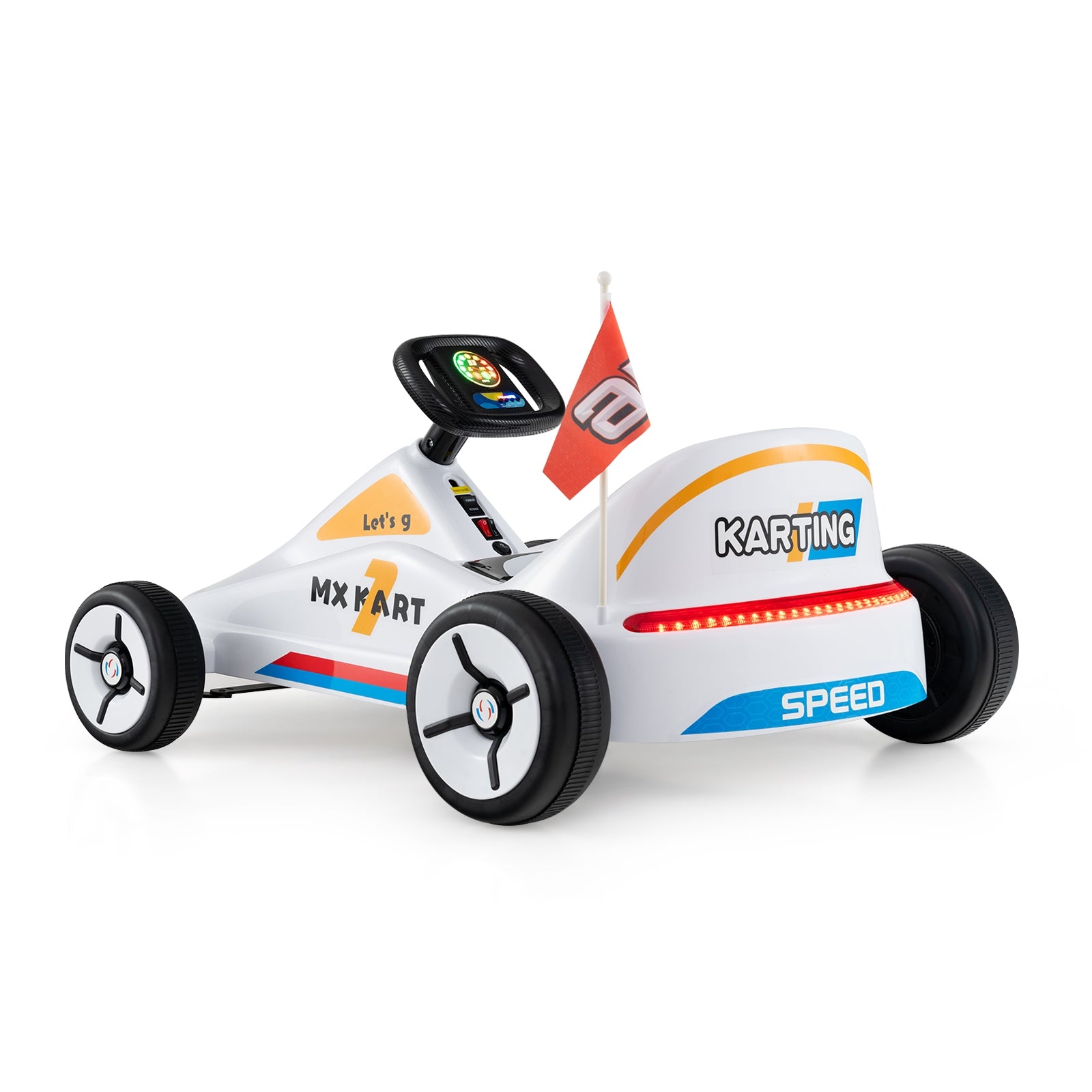 12V Electric Go Kart for Kids Race Toy with Remote Control and Music, White Powered Ride On Toys   at Gallery Canada