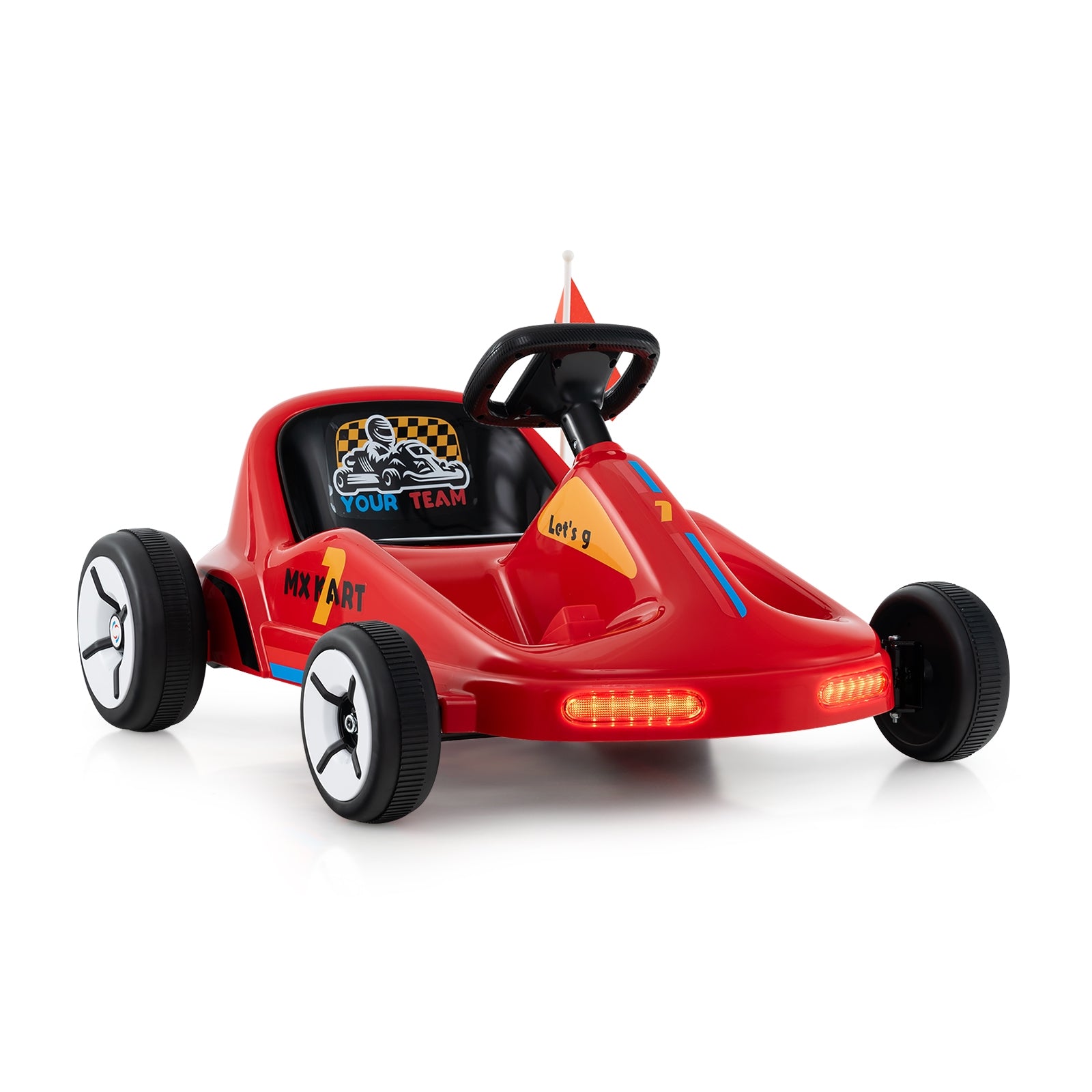 12V Electric Go Kart for Kids Race Toy with Remote Control and Music, Red Powered Ride On Toys Red  at Gallery Canada