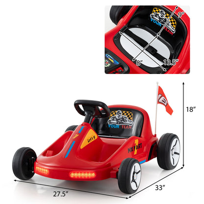 12V Electric Go Kart for Kids Race Toy with Remote Control and Music, Red Powered Ride On Toys   at Gallery Canada