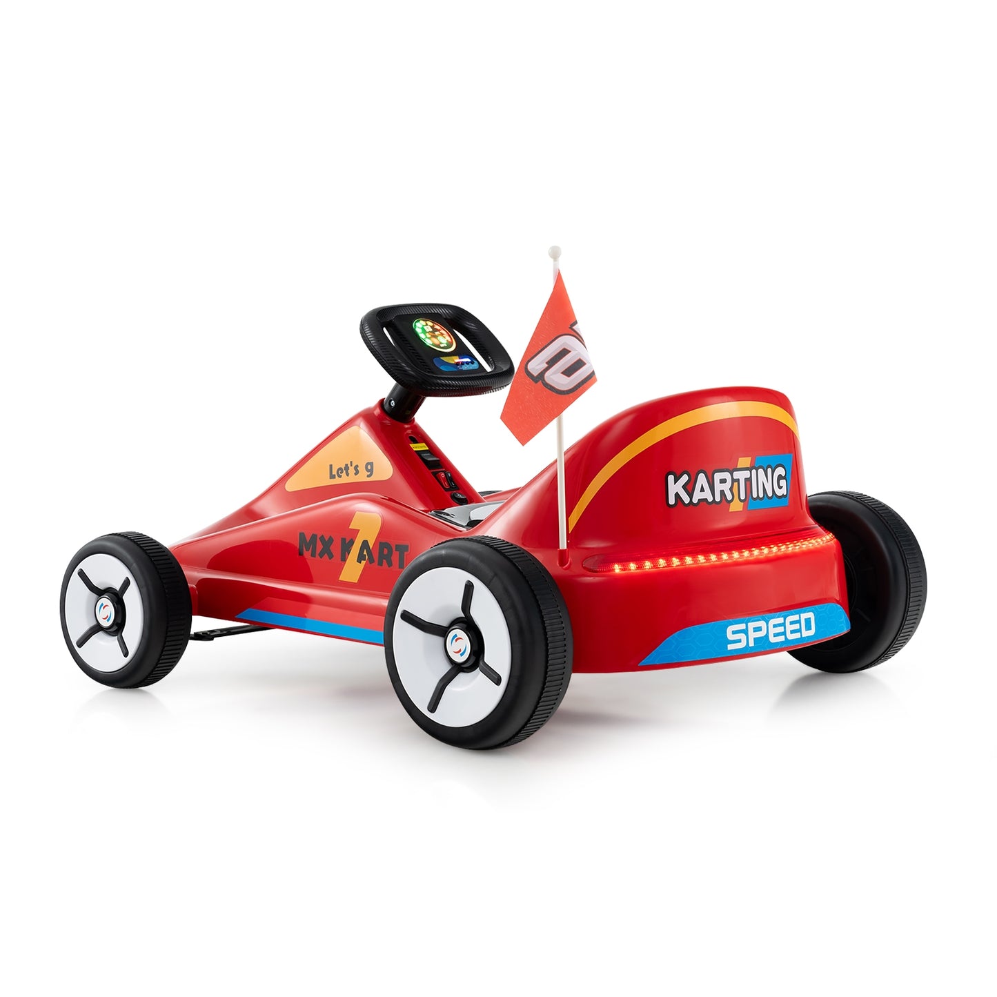 12V Electric Go Kart for Kids Race Toy with Remote Control and Music, Red Powered Ride On Toys   at Gallery Canada