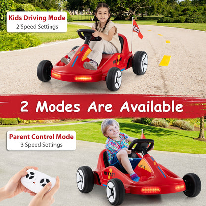 12V Electric Go Kart for Kids Race Toy with Remote Control and Music, Red Powered Ride On Toys   at Gallery Canada