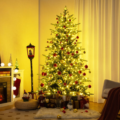 5/6/7 Feet Artificial Christmas Tree with 1426/2116/3156 Lush PVC and 200/300/400 Warm White LED Lights-L