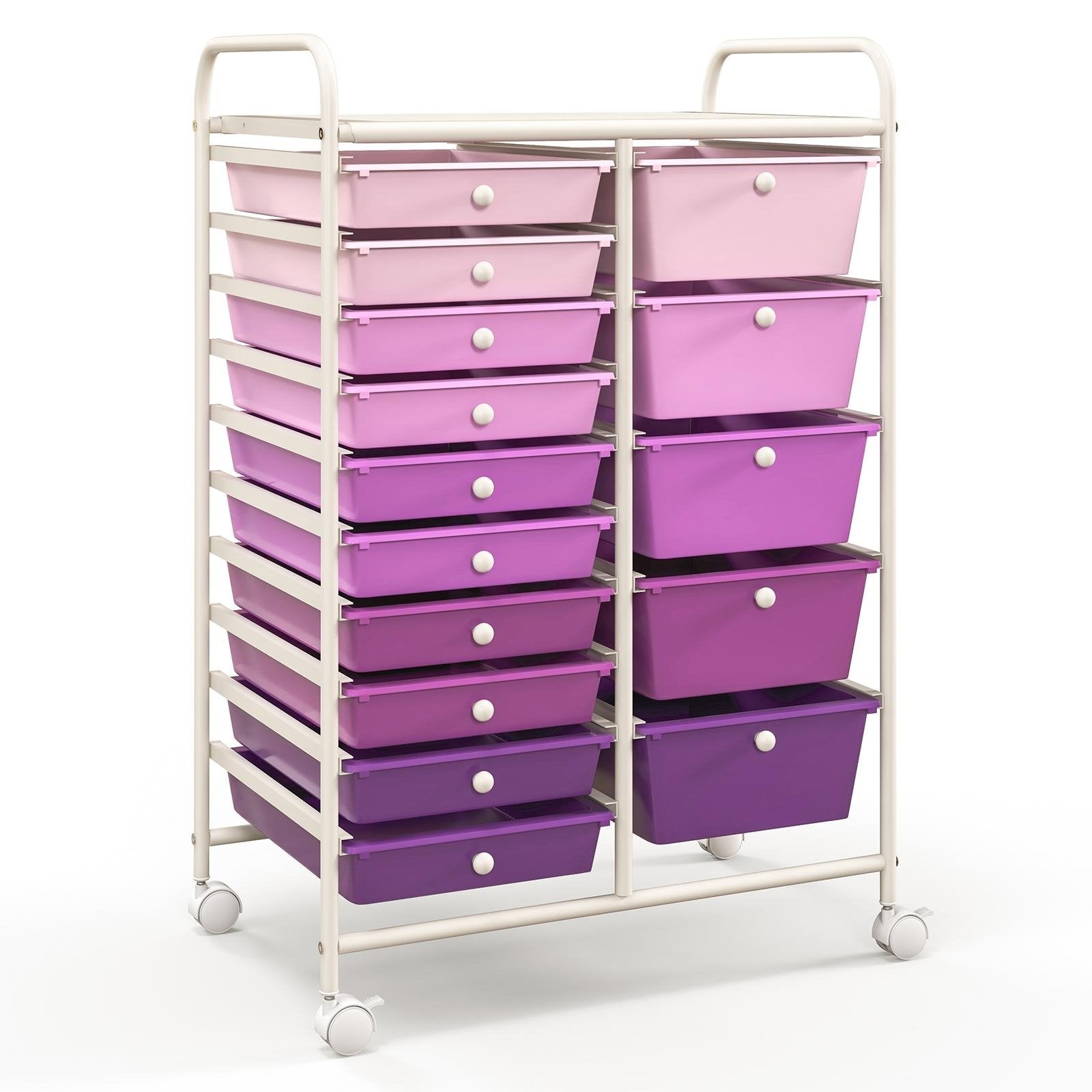 15-Drawer Utility Rolling Organizer Cart Multi-Use Storage, Purple File Cabinets Purple  at Gallery Canada