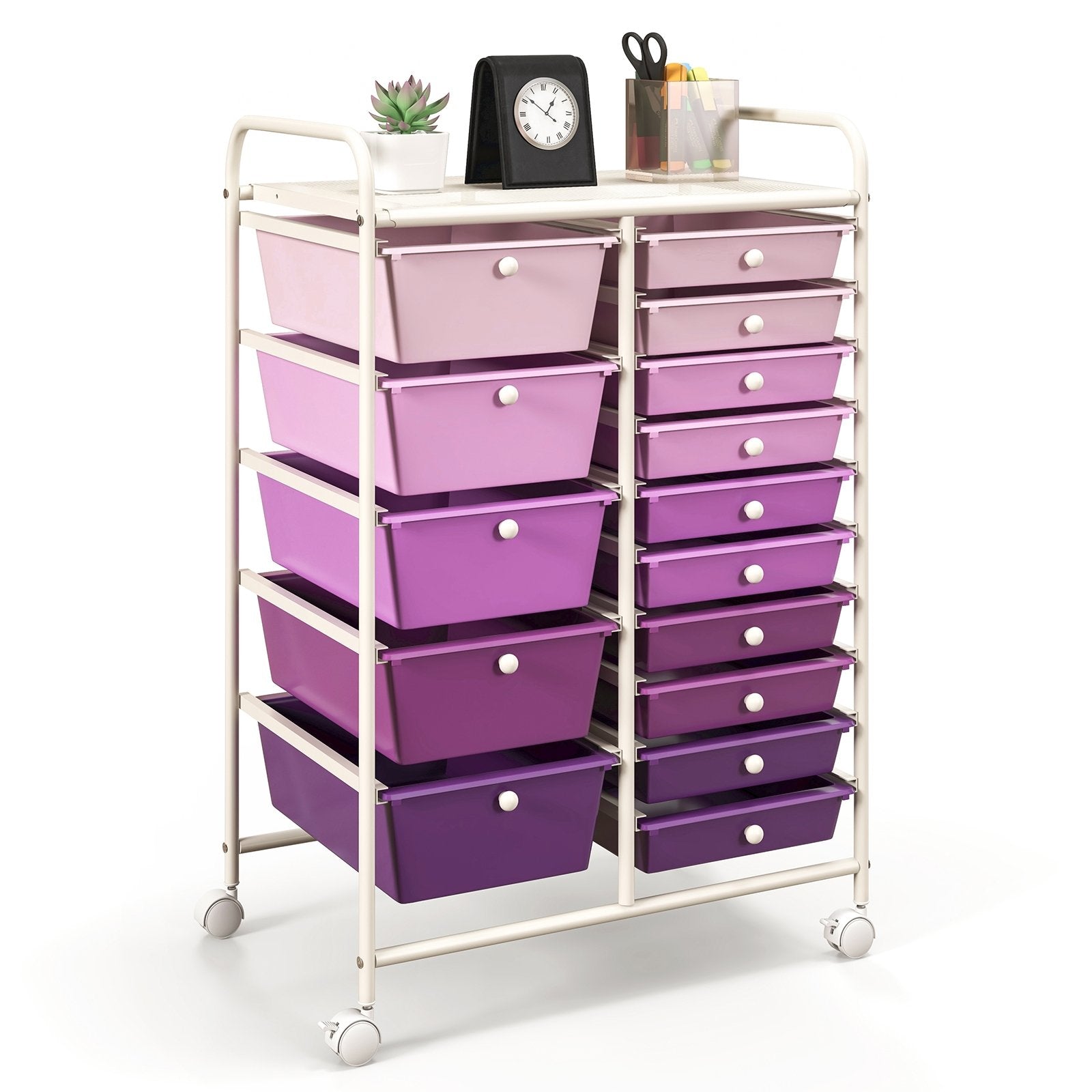 15-Drawer Utility Rolling Organizer Cart Multi-Use Storage, Purple File Cabinets   at Gallery Canada