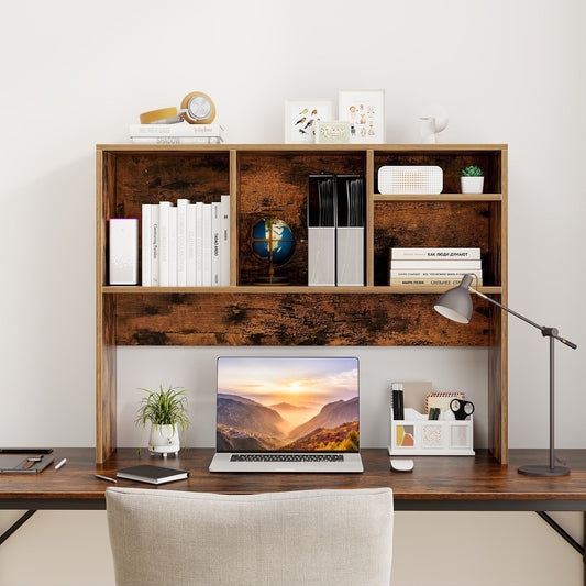 Computer Desktop Bookcase with 4 Cubbies and Open Back Compartment, Coffee Bookcases Coffee  at Gallery Canada