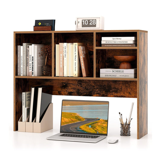 Computer Desktop Bookcase with 4 Cubbies and Open Back Compartment, Coffee Bookcases Coffee  at Gallery Canada