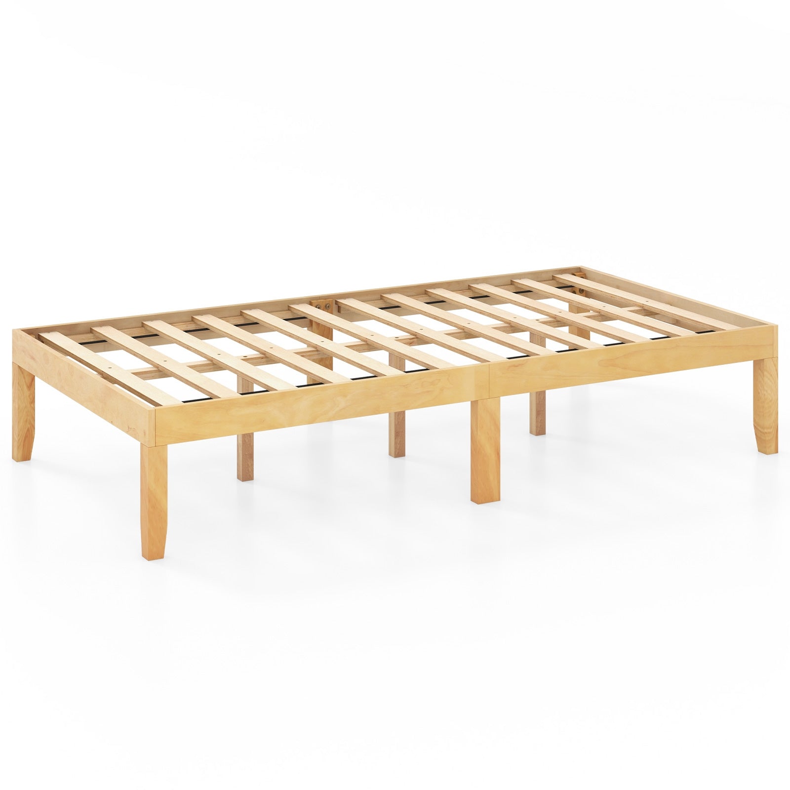 14 Inch Twin Wood Platform Bed Frame with Wooden Slats Support, Natural Simple Bed Frame Natural  at Gallery Canada