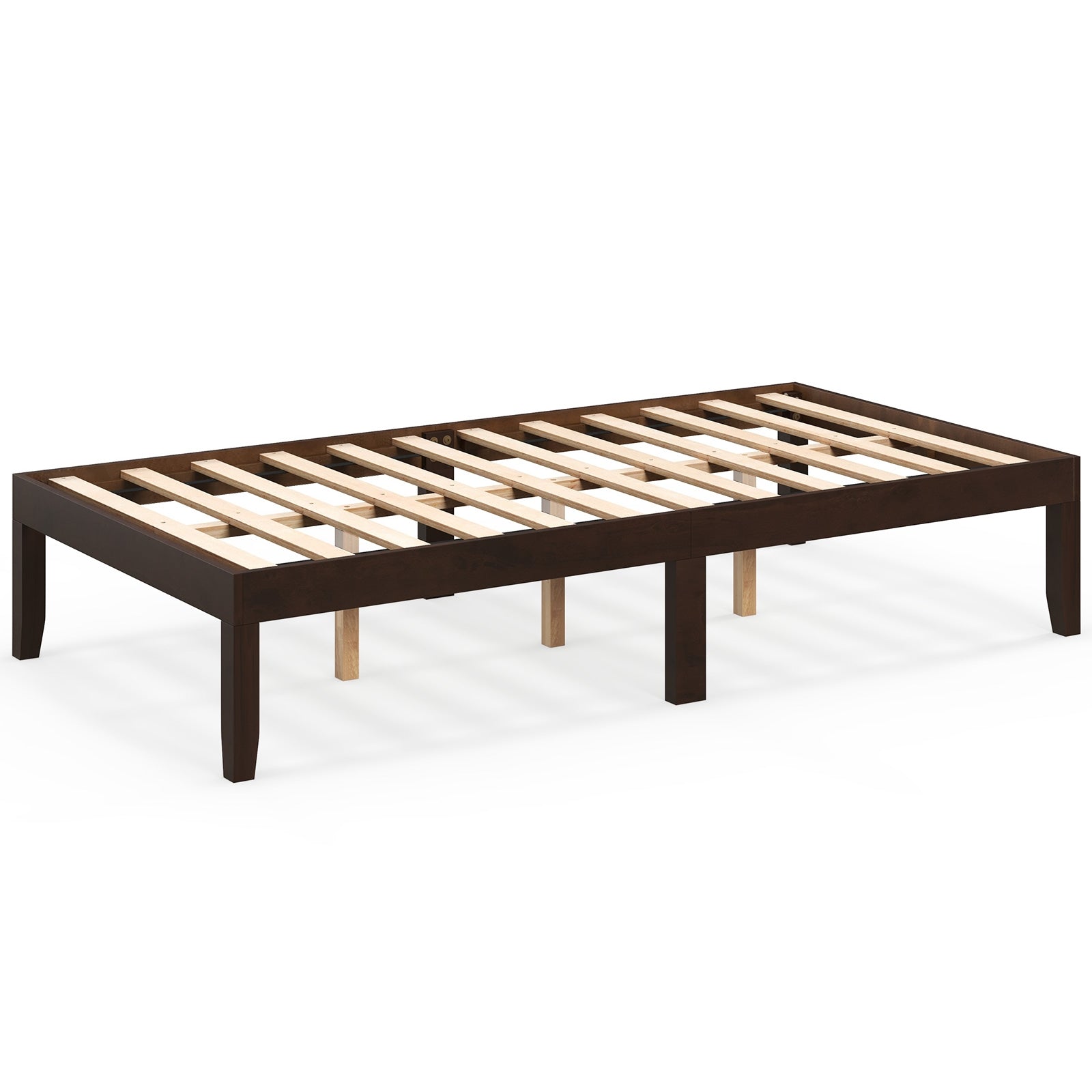 14 Inch Twin Wood Platform Bed Frame with Wooden Slats Support, Espresso Simple Bed Frame Espresso  at Gallery Canada