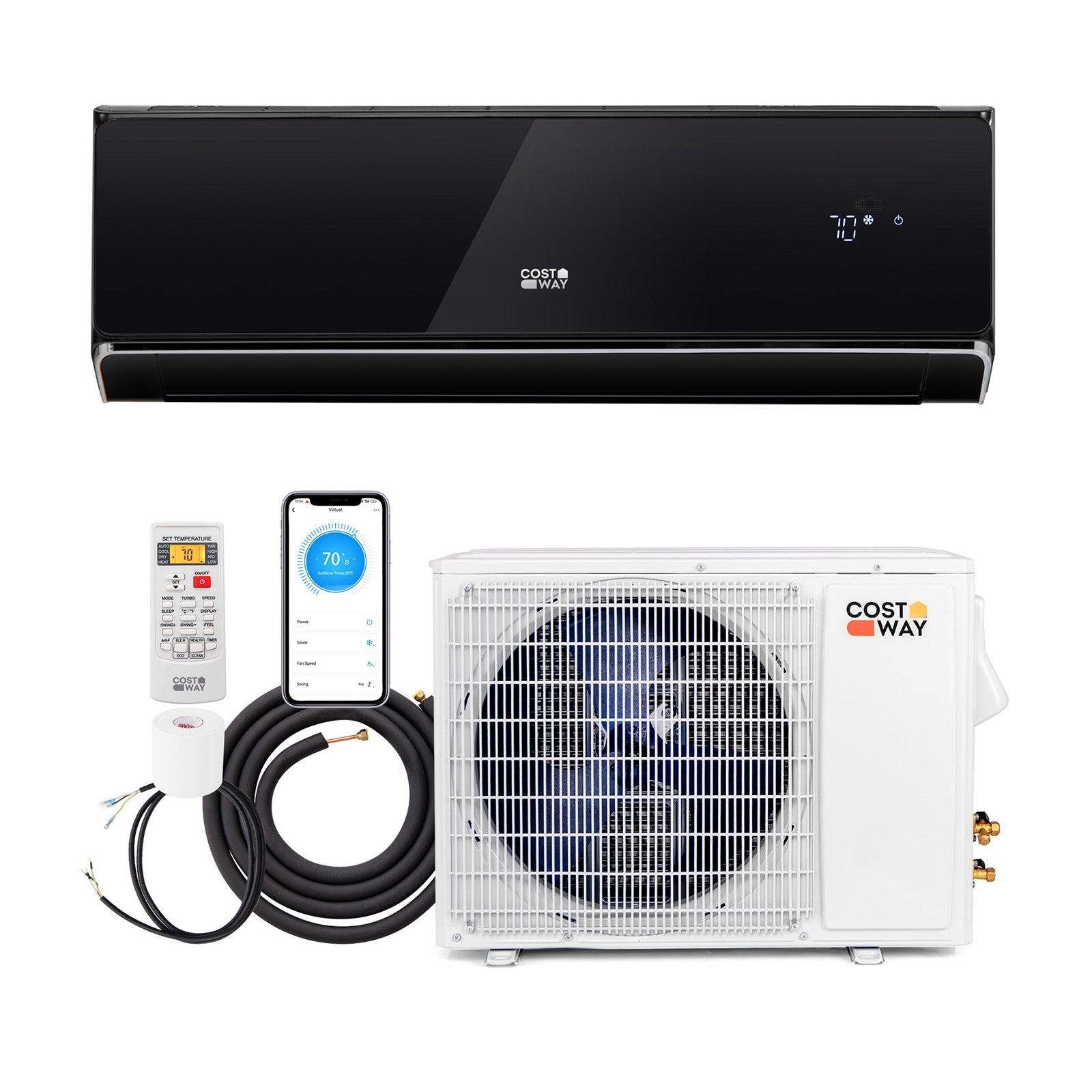 17000 BTU 21 SEER2 208-230V Wifi Enabled Mini Split Air Conditioner and Heater Black, Black Mini Split Air Conditioners Black  at Gallery Canada