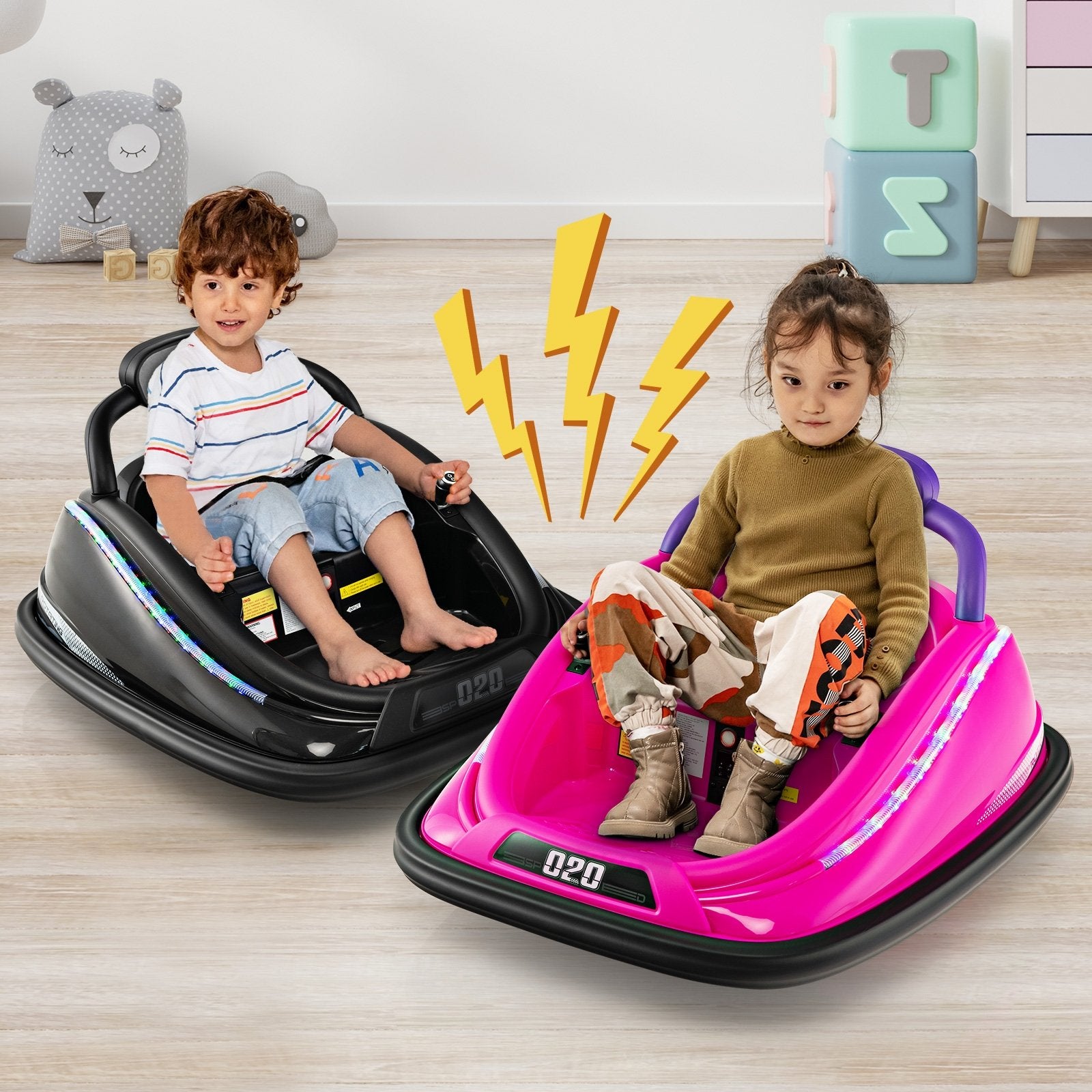 12V Kids Bumper Car Ride on Toy with Remote Control and 360 Degree Spin Rotation, Black Powered Ride On Toys   at Gallery Canada