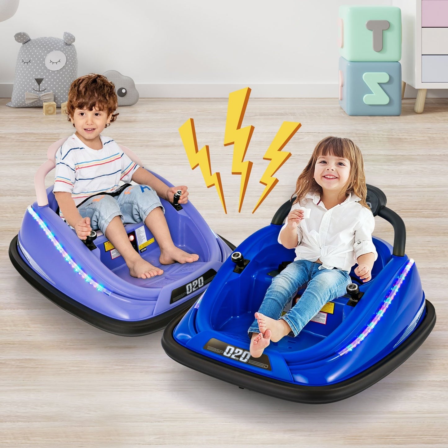 12V Kids Bumper Car Ride on Toy with Remote Control and 360 Degree Spin Rotation, Purple Powered Ride On Toys   at Gallery Canada