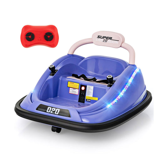 12V Kids Bumper Car Ride on Toy with Remote Control and 360 Degree Spin Rotation, Purple Powered Ride On Toys Purple  at Gallery Canada