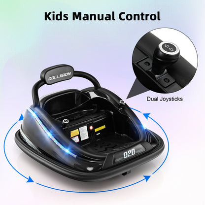 12V Kids Bumper Car Ride on Toy with Remote Control and 360 Degree Spin Rotation, Black Powered Ride On Toys   at Gallery Canada