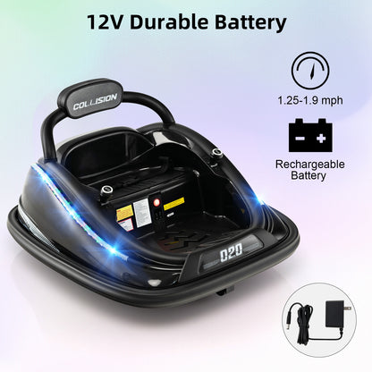 12V Kids Bumper Car Ride on Toy with Remote Control and 360 Degree Spin Rotation, Black Powered Ride On Toys   at Gallery Canada