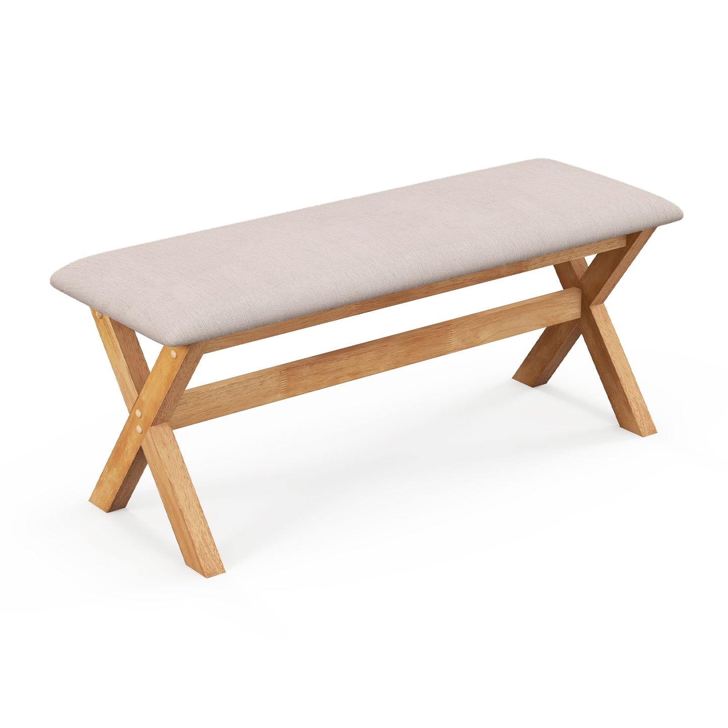 Upholstered Entryway Bench Rubber Wood Bench with Thick Padded Seat, Natural Shoe Racks & Storage Benches Natural  at Gallery Canada