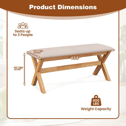 Upholstered Entryway Bench Rubber Wood Bench with Thick Padded Seat, Natural Shoe Racks & Storage Benches   at Gallery Canada