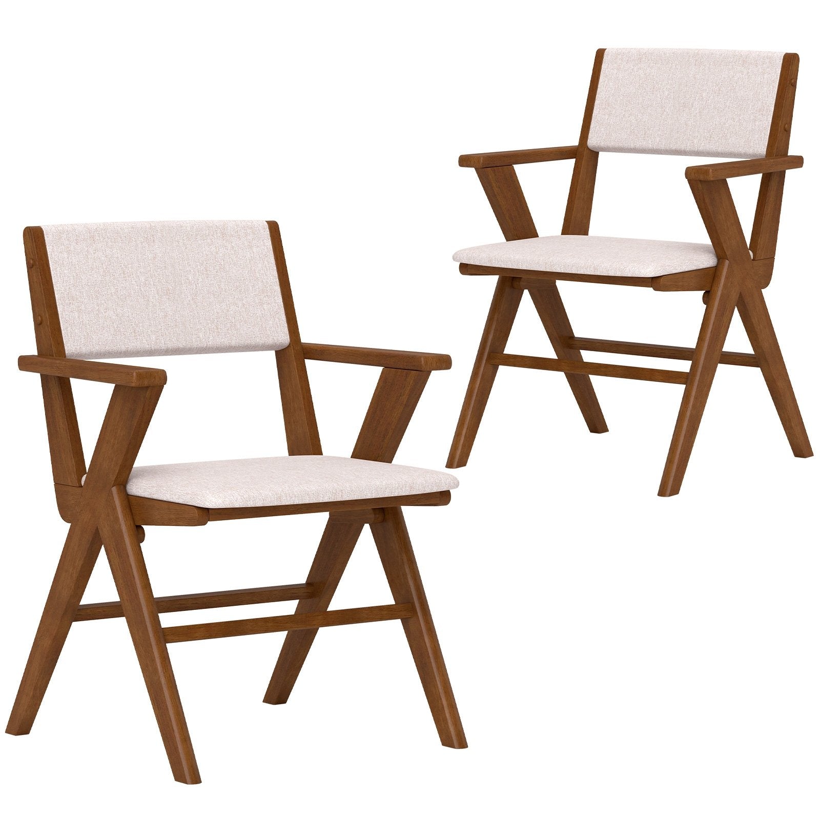 Wooden Dining Chair with Rubber Wood Frame Set of 2, Walnut Dining Chairs Walnut  at Gallery Canada