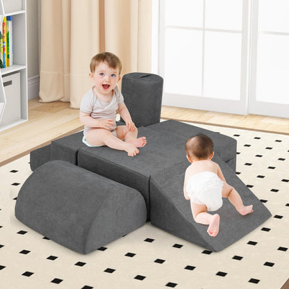 6-Piece Baby Climbing Blocks with 30D High-Density Foam and Carrying Handles, Gray Climbers & Slides   at Gallery Canada