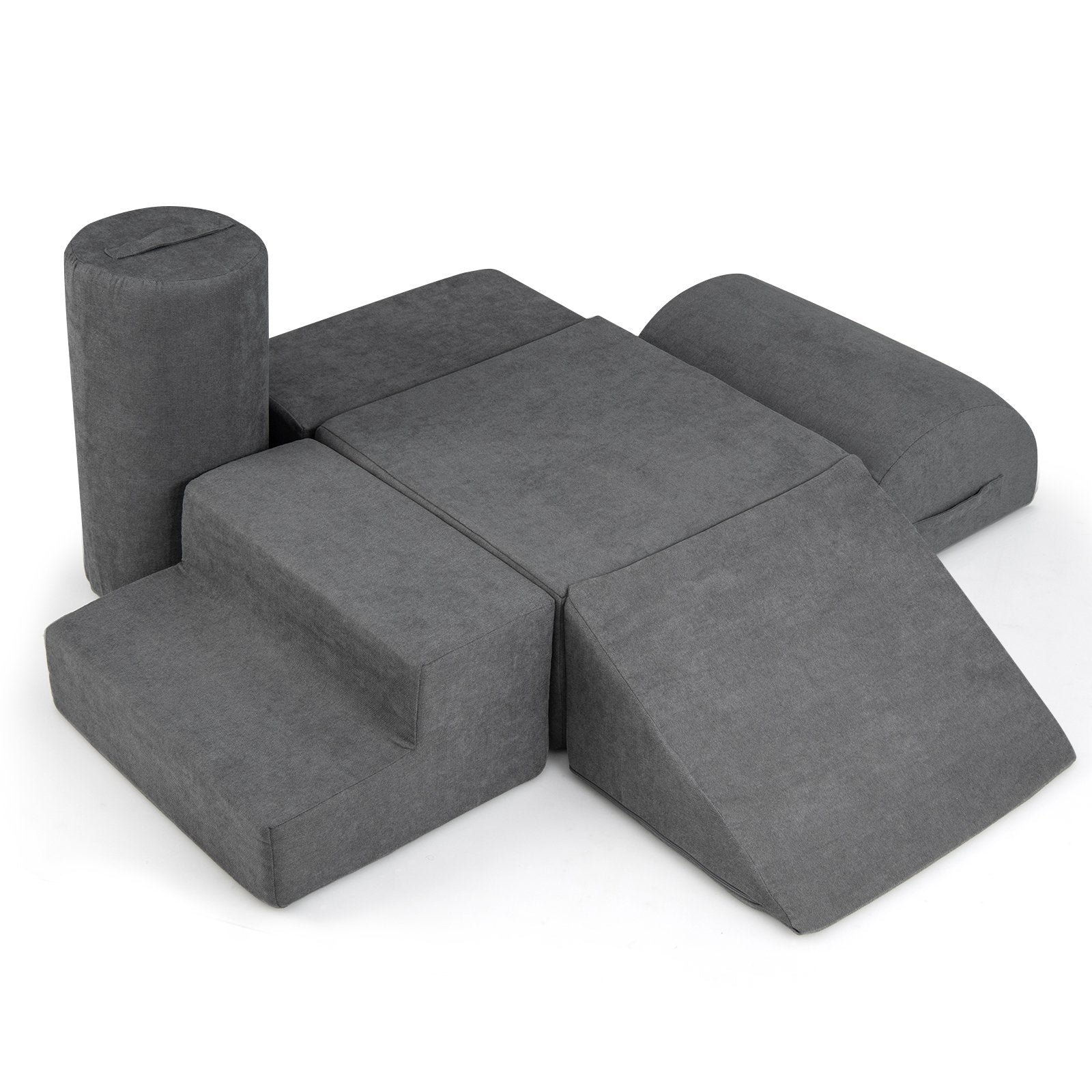 6-Piece Baby Climbing Blocks with 30D High-Density Foam and Carrying Handles, Gray Climbers & Slides Gray  at Gallery Canada