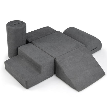 6-Piece Baby Climbing Blocks with 30D High-Density Foam and Carrying Handles, Gray Climbers & Slides Gray  at Gallery Canada